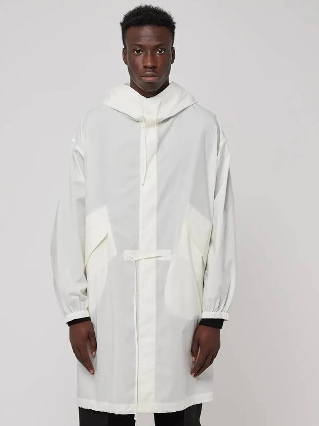 Bag Logo Cotton Hooded Raincoat White - JIL SANDER - BALAAN 7