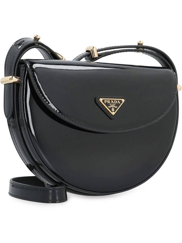 Logo Plaque Leather Cross Bag Black - PRADA - BALAAN 3