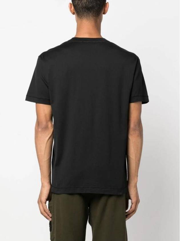 Slimfit Cotton Jersey Short Sleeve T-shirt Black - STONE ISLAND - BALAAN 5