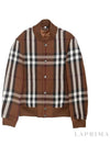 Check Wool Cotton Bomber Jacket Brown - BURBERRY - BALAAN 2