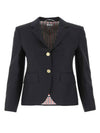 Women's Twill Slim Fit Single Breasted Wool Jacket Navy - THOM BROWNE - BALAAN 2