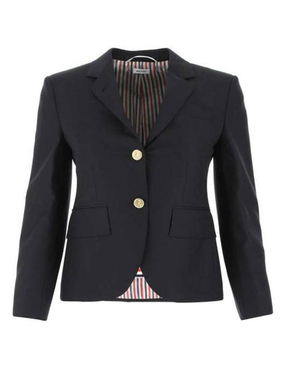 Women's Twill Slim Fit Single Breasted Wool Jacket Navy - THOM BROWNE - BALAAN 2