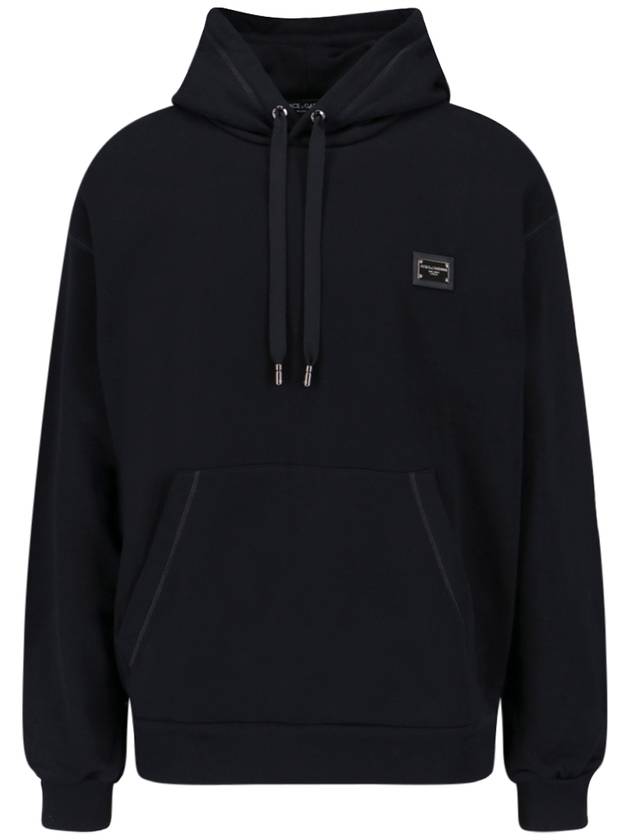 Logo Patch Cotton Classic Hood Black - DOLCE&GABBANA - BALAAN 2