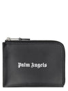 Logo Printed Zipped Card Wallet Black - PALM ANGELS - BALAAN 1