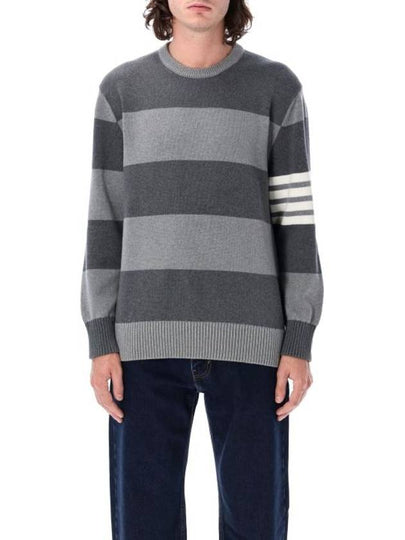 Rose Icon Rugby Stripe Cotton Knit Top Grey - THOM BROWNE - BALAAN 2