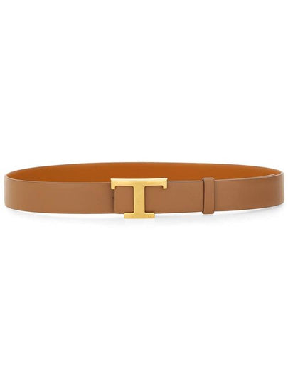 T Timeless Buckle Reversible Leather Belt Brown - TOD'S - BALAAN 2