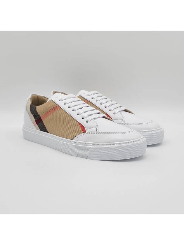 House Check Leather Sneakers Optic White - BURBERRY - BALAAN 3