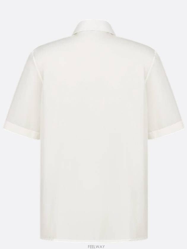 Embroidered Logo Patch Zipper Short Sleeve Shirt White - DIOR - BALAAN 7