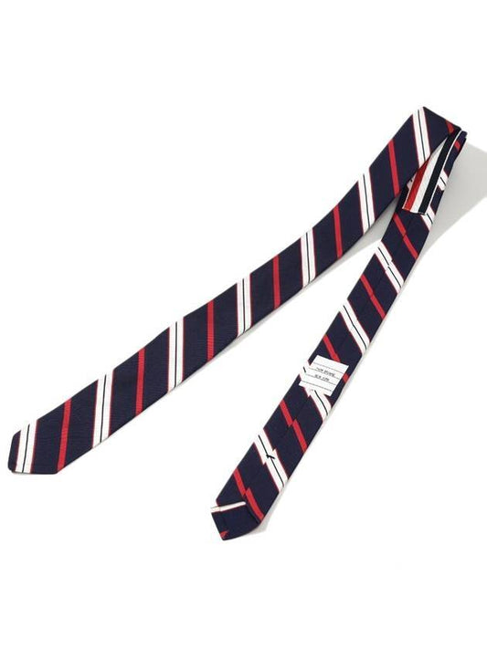 Striped Silk Tie Navy - THOM BROWNE - BALAAN 1