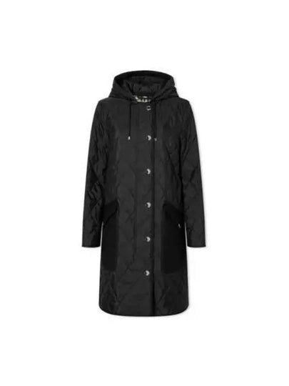 Women's Diamond Quilted Hoodie Single Coat Black - BURBERRY - BALAAN 2