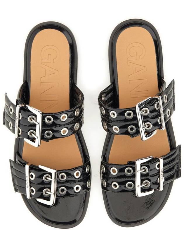 Buckle Flat Leather Sandals S2664 - GANNI - BALAAN 5