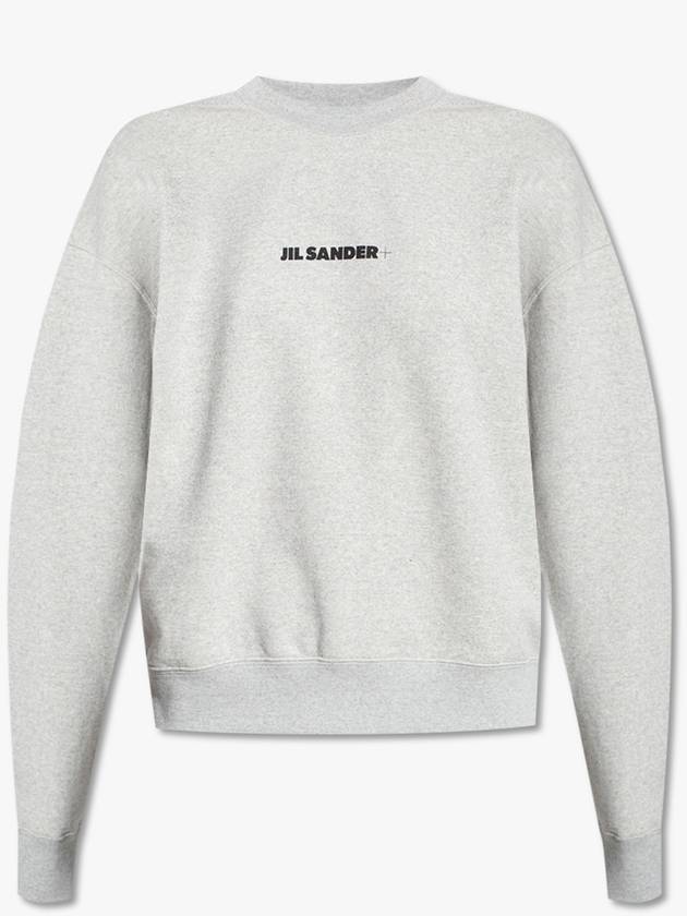 Front Logo Cotton Sweatshirt Grey - JIL SANDER - BALAAN 2