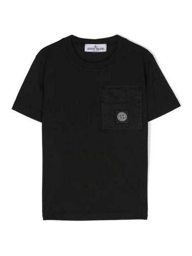 Kids Logo Short Sleeve T-Shirt Black - STONE ISLAND - BALAAN 1