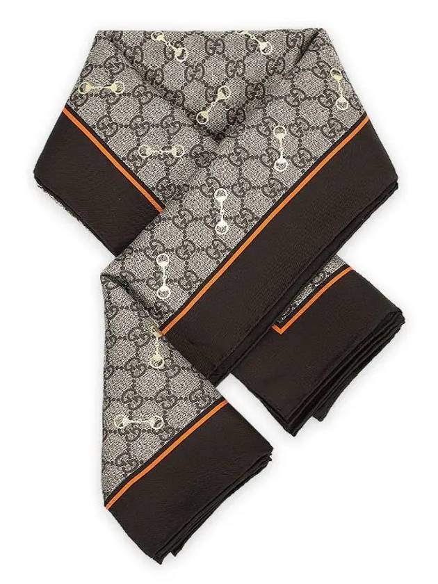 Horsebit Silk GG Print Muffler Brown - GUCCI - BALAAN 3