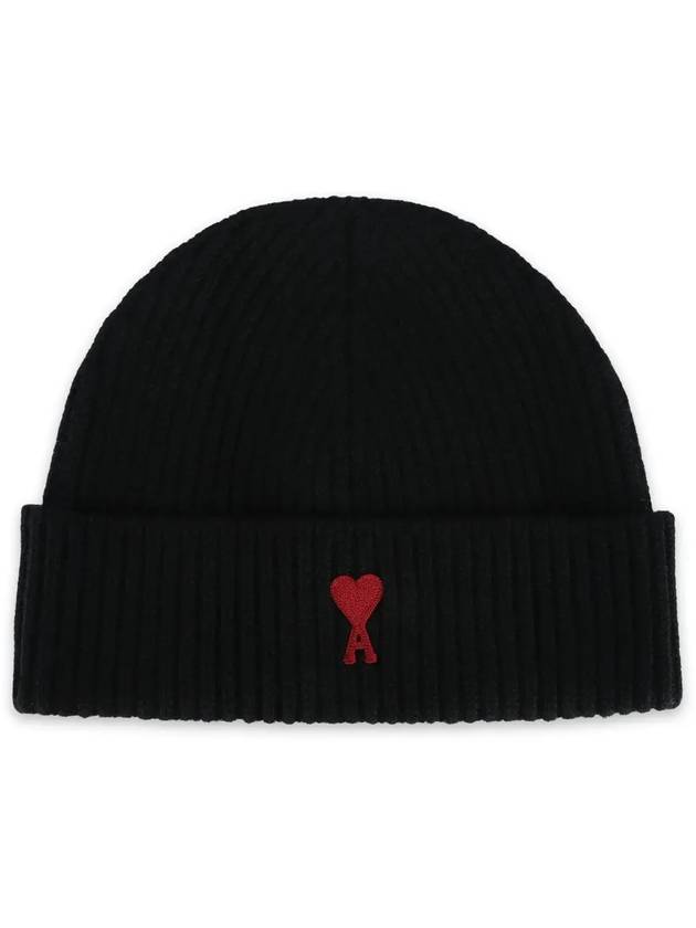 Heart Logo Wool Beanie Black - AMI - BALAAN 4