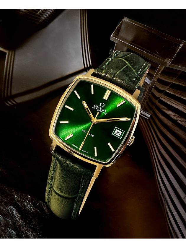 Deville Rare Green Dial Cal 1010 18KGP Men s Automatic Watch - OMEGA - BALAAN 7