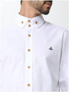 Men's Embroidered ORB Logo Long Sleeve Shirt White - VIVIENNE WESTWOOD - BALAAN 3