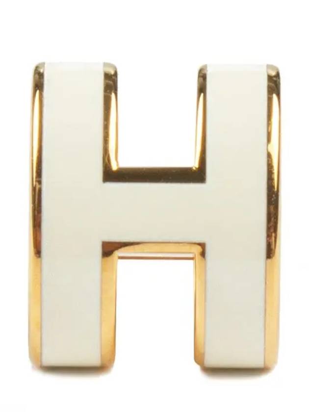 Mini Pop H Earrings Gold Gold Blanc - HERMES - BALAAN 3