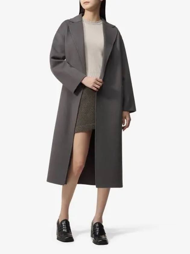 Nina Belted Virgin Wool Single Coat Grey - S MAX MARA - BALAAN 2