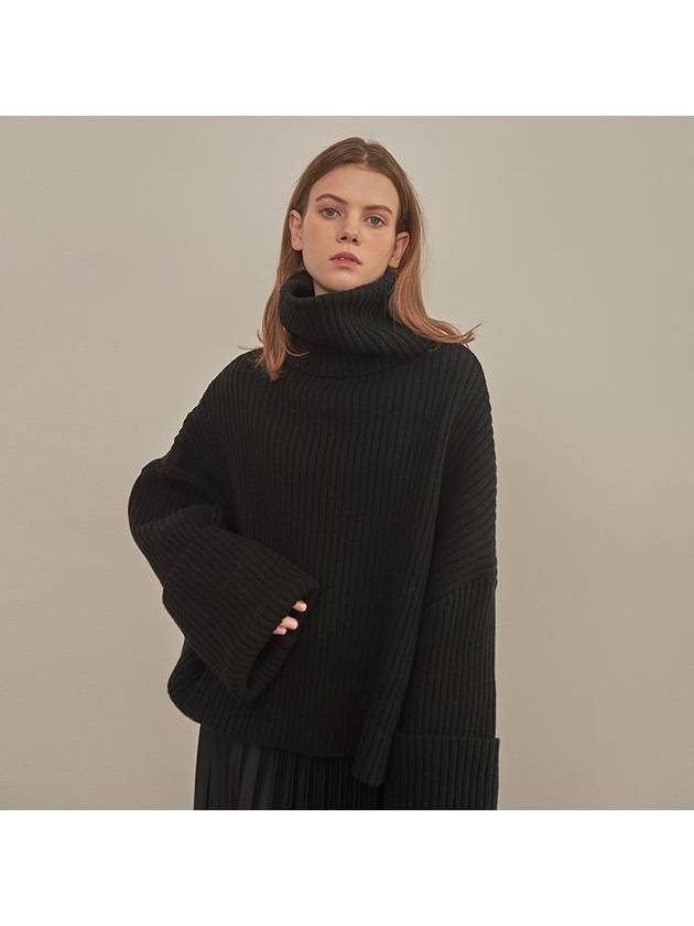 Oversized Lambswool Turtleneck Black - WHITE PROJECT - BALAAN 1