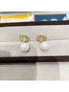 Maillon Triomphe Pearl Gold Earrings White - CELINE - BALAAN 4