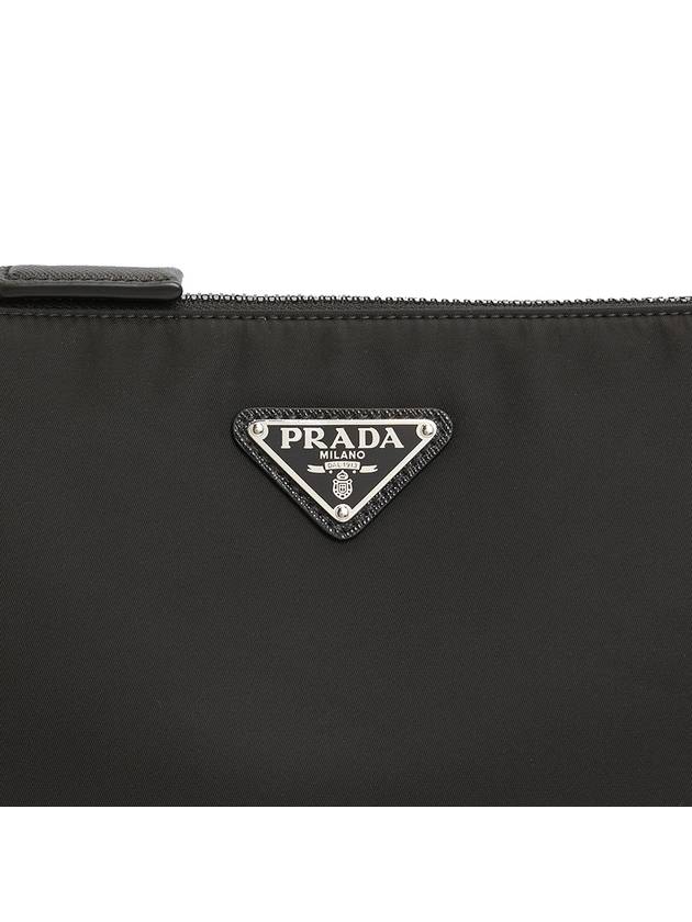 Triangle Logo Re-Nylon Saffiano Leather Shoulder Bag Black - PRADA - BALAAN 9