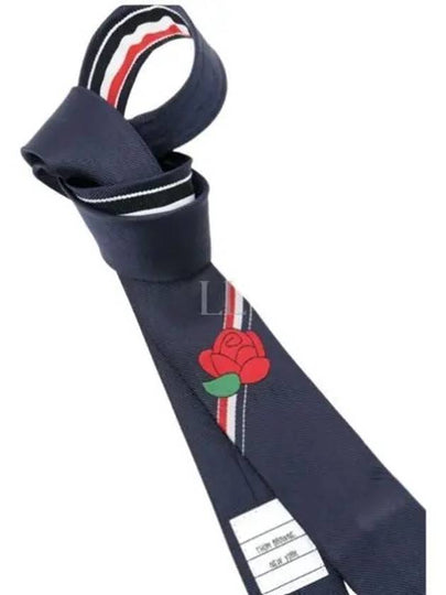 Rose Icon Classic Silk Tie Navy - THOM BROWNE - BALAAN 2