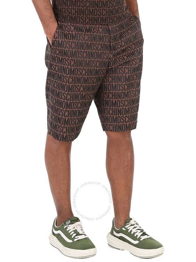 Moschino Fantasy Print Brown All-Over Logo Jacquard Nylon Bermuda Shorts, Brand Size 48 (US Size 32) - MOSCHINO - BALAAN 3