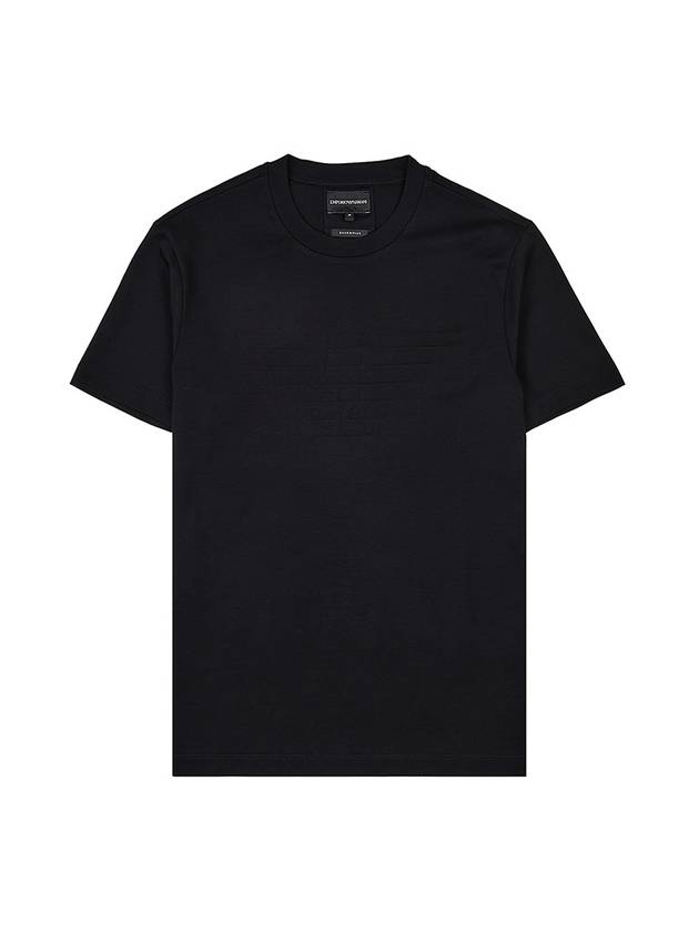 Logo Jacquard Cotton Short Sleeve T-Shirt Black - EMPORIO ARMANI - BALAAN 2