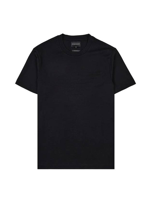 Logo Jacquard Cotton Short Sleeve T-Shirt Black - EMPORIO ARMANI - BALAAN 2