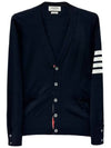 Men's Classic V-neck Merino Wool Cardigan Navy - THOM BROWNE - BALAAN 2