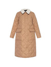 Shearling Collar Quilted Single Coat Beige - BURBERRY - BALAAN 1