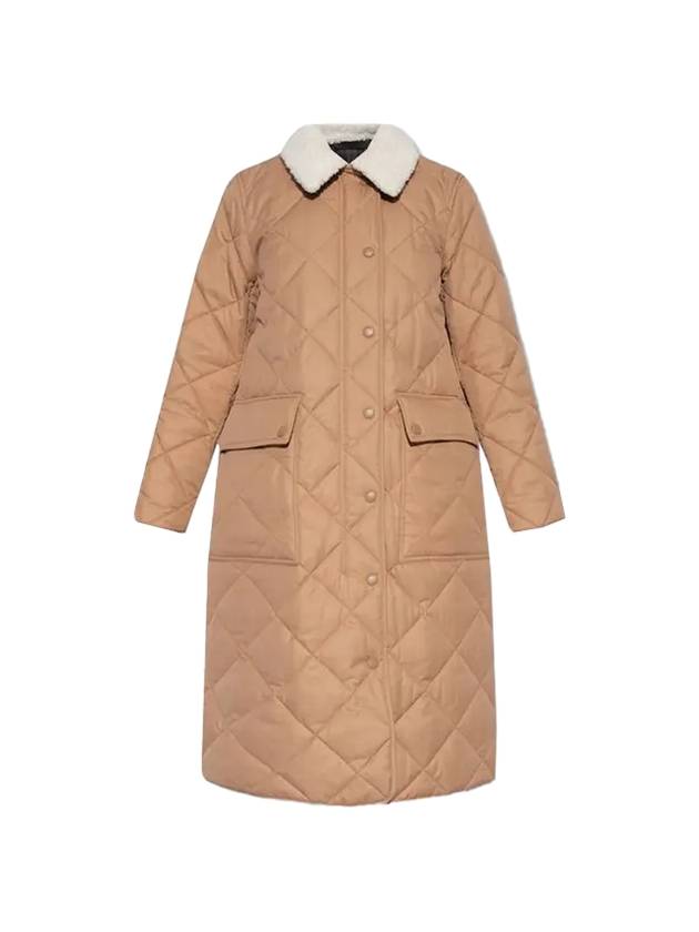 Shearling Collar Quilted Single Coat Beige - BURBERRY - BALAAN 1