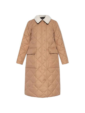 Shearling Collar Quilted Single Coat Beige - BURBERRY - BALAAN 1