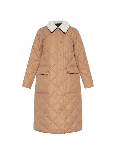 Shearling Collar Quilted Single Coat Beige - BURBERRY - BALAAN 1