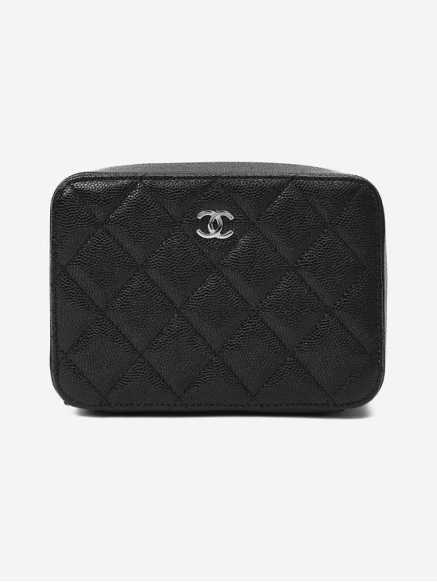 Vanity With Chain Graind Calfskin Mini Bag Silver Black - CHANEL - BALAAN.