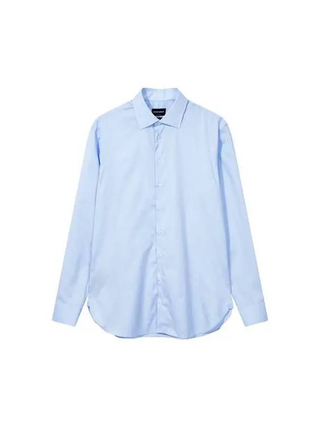 Men s Glossy Cotton Button Up Shirt Light Blue - GIORGIO ARMANI - BALAAN 1