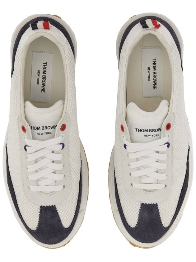 Fine Kid Suede Tech Runner Sneaker Navy - THOM BROWNE - BALAAN 4