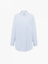 Logo Patch Stripe Cotton Long Sleeve Shirt Blue - MIU MIU - BALAAN 2