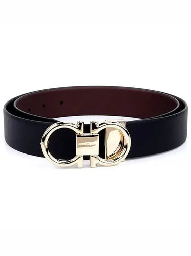 Gancini Reversible Adjustable Calfskin Leather Belt Black Chocolate - SALVATORE FERRAGAMO - BALAAN 1