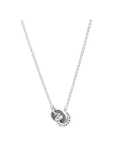 Signature Intertwined Pave Pendant Necklace Silver - PANDORA - BALAAN 1