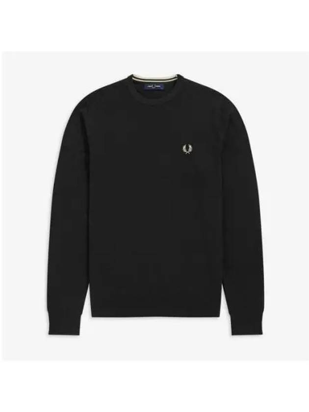 Fred Perry Baseline Classic Crew Neck Merino Wool Knit Black AFPM2439601 198 - FRED PERRY - BALAAN 1