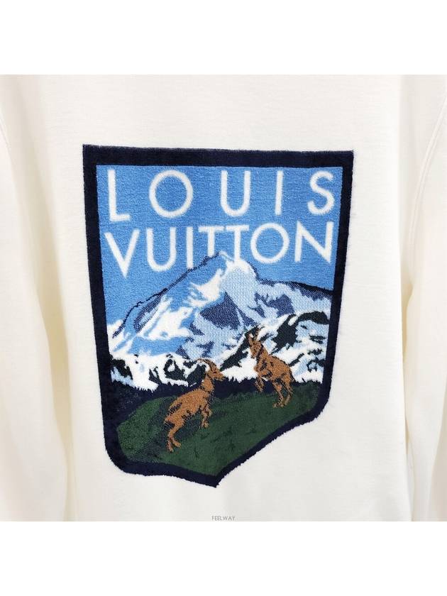 Lux You L Ivory Deer Mountain Embroidered Patch Sweatshirt - LOUIS VUITTON - BALAAN 4