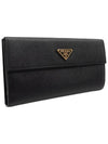 Women s 1MH133 Triangular Logo Saffiano Black Long Wallet - PRADA - BALAAN 2