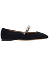 Women s Ade Suede Flat Shoes SZR BLACK WHITE - JIMMY CHOO - BALAAN 2