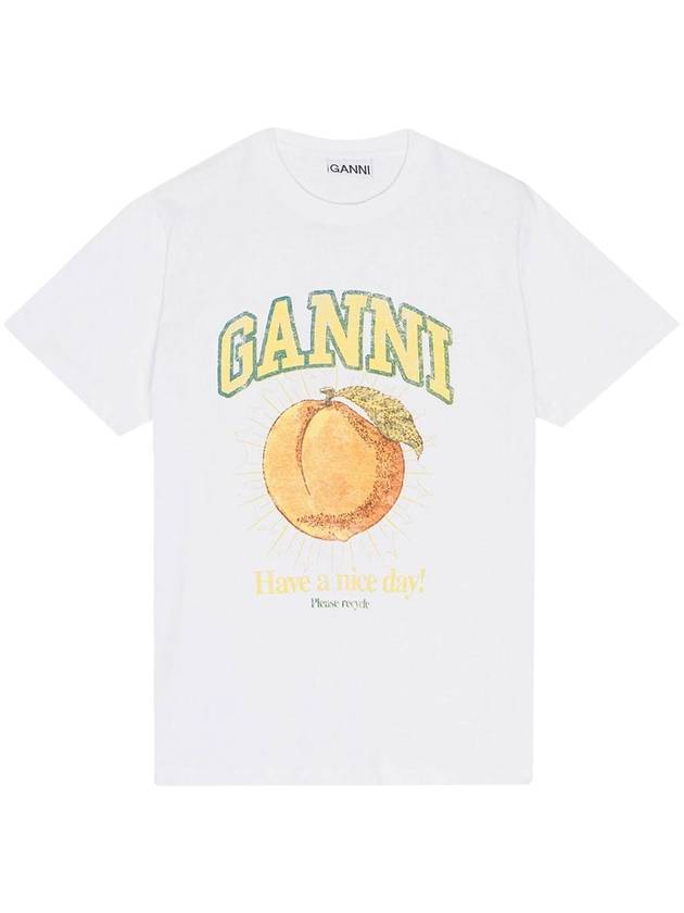 Women's Relaxed Peach Print Short Sleeve T-Shirt White - GANNI - BALAAN 2