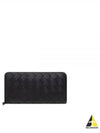 Intrecciato Zipper Around Leather Long Wallet Black - BOTTEGA VENETA - BALAAN 2