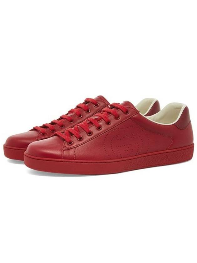 Ace Interlocking G Low Top Sneakers Hibiscus Red - GUCCI - BALAAN 4