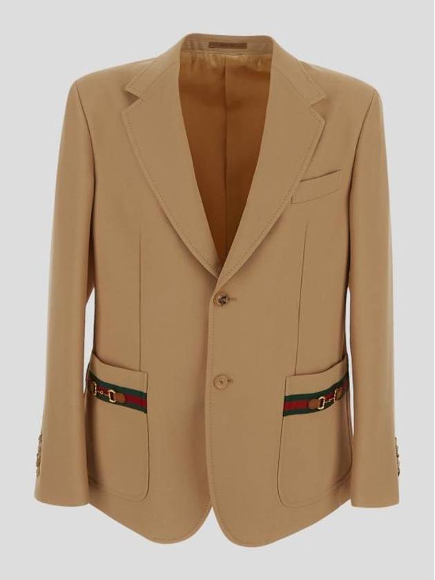 Fluid Drill Formal Web Suit Jacket Beige - GUCCI - BALAAN 2