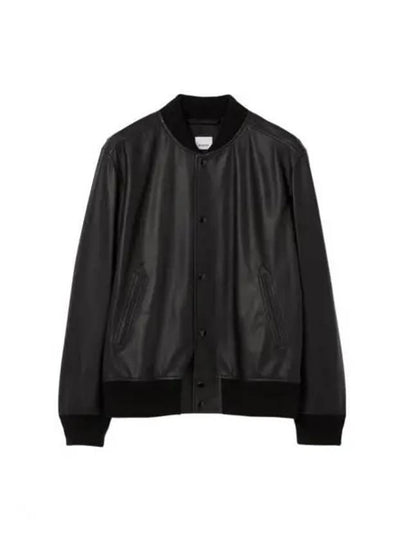 Embossed Logo Leather Bomber Jacket Black - BURBERRY - BALAAN 2